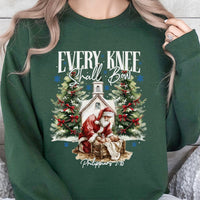 Religious Christmas Crewneck, Santa Kneeling Before Baby Jesus Sweatshirt, Christian Faith Holiday Sweater, Nativity Graphic Sweatshirt
