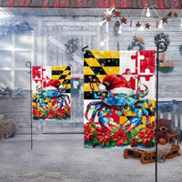 Santa Hat Blue Crab Yard Banner, Maryland Christmas Crab Garden Flag, State Pride Holiday Double Sided Flag, Winter Porch Lawn Decor