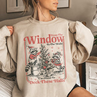 Deck the Halls Crewneck, Raccoon Christmas Sweatshirt, Humorous Trash Panda Sweatshirt, Adorable Animal Xmas Pullover, Holiday Winter Sweatshirt