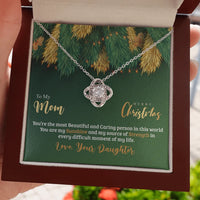Mother Daughter Love Knot Pendant, Mom Love Knot Necklace, 14k White Gold Cubic Zirconia Knot Necklace, Christmas Birthday Present for Mom