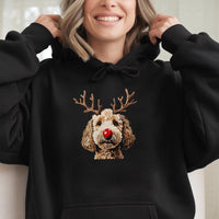 Reindeer Antlers Dog Hoodie, Christmas Goldendoodle Hoodie, Adorable Holiday Doodle Hoodie, Festive Xmas Puppy Sweatshirt, Dog Mom Present