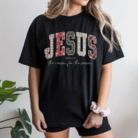 Plaid Buffalo Christmas Shirt, Jesus the Reason for the Season T-Shirt, Religious Christian Holiday Tee, Faith Bible Verse Xmas Top