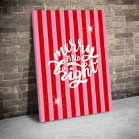 Red and Pink Striped Wall Art, Merry and Bright Canvas, Festive Holiday Canvas Art, Christmas Wall Decor, Merry and Bright Canvas Print