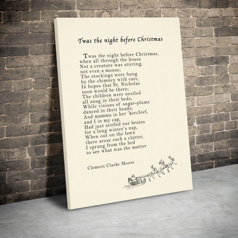 Classic Holiday Poem Canvas Print, Twas the Night Before Christmas Canvas Art, Christmas Poem Wall Art, Festive Xmas Holiday Canvas Present