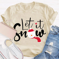 Festive Winter Holiday T-Shirt, Let It Snow Christmas Shirt, Adorable Snowflake Graphic Tee, Merry Xmas Apparel, Seasonal Present Shirt