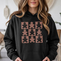 Retro Checkered Christmas Sweatshirt, Gingerbread Man Hoodie, Adorable Holiday Cookie Hooded Pullover, Adorable Festive Xmas Present for Her
