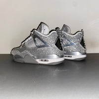 Retro Mid Top Sneakers, Silver Colorway, Metallic Finish, Lace Up Design, Casual Gift for Sneaker Fans