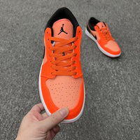 Low Top Basketball Shoes, Black Orange Colorway, Lace Up Design, Casual Gift for Shoe Lovers
