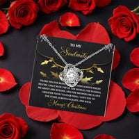White Gold Finish Love Knot Pendant, Soulmate Love Knot Necklace, Sparkling CZ Crystal Necklace, Romantic Christmas Present for Wife Her