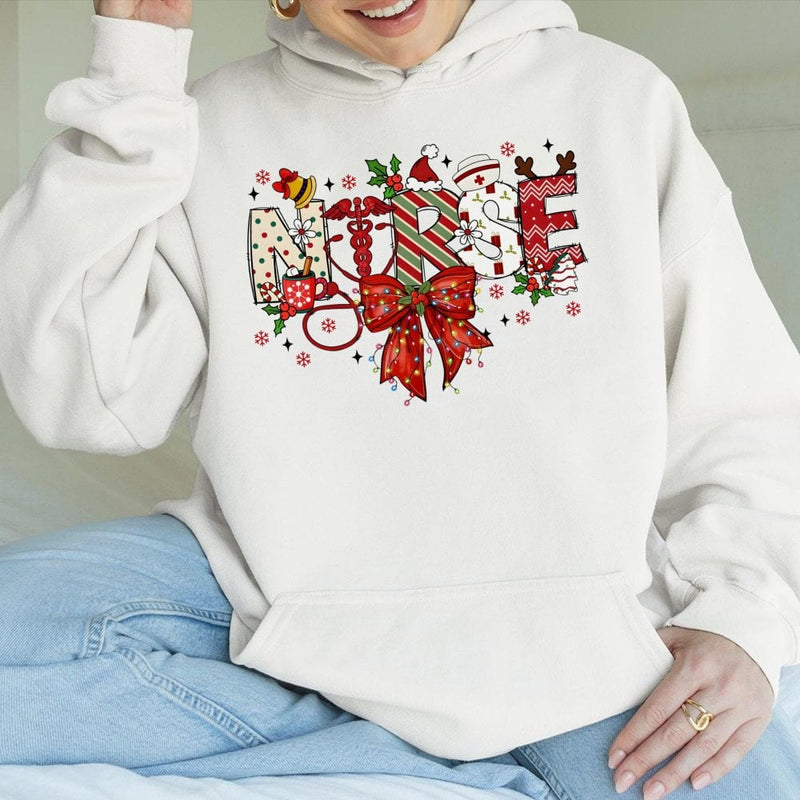 Festive RN Medical Design Sweatshirt, Christmas Nurse Hoodie, Registered Nurse Practitioner Hoodie, Comfy Winter Healthcare Hoodie, RN Present