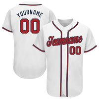 Custom Baseball Jersey - White Red-Navy