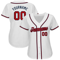 Custom Baseball Jersey - White Red-Navy