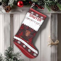 Rustic Farmhouse Holiday Stocking, Personalized Cow Christmas Stocking, Custom Name Cattle Stocking, Western Family Christmas Stocking