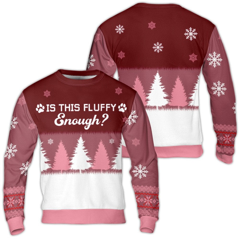 Dog Lover Paw Holiday Sweater, Is This Fluffy Enough Ugly Christmas Sweater, Humorous Pet Sweatshirt, Adorable Xmas Crewneck, Present for Dog Owners