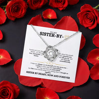 White Gold Finish Love Knot Pendant, Sister by Heart Love Knot Necklace, Best Friend Friendship Love Knot Necklace, Birthday Christmas Present