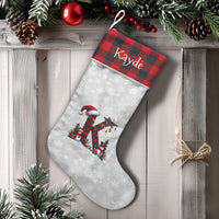 Buffalo Plaid Letter Stocking, Personalized Monogram Christmas Stocking, Custom Initial Holiday Stocking, Rustic Family Xmas Stocking