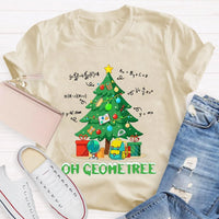 Humorous Geometry Pun Christmas T-Shirt, Oh Geometree Math Teacher Shirt, Holiday Math Teacher Graphic Tee, Xmas Math Teacher Holiday Present