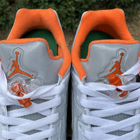 Low Top Sneakers, White Green Orange Colorway, Lace Up Design, Casual Gift for Sneaker Fans