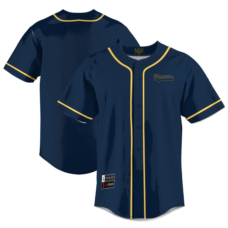 Central Alabama Community College Trojans Lightweight Baseball Jersey - Navy