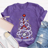 Holiday Nurse T-Shirt, Stethoscope Christmas Tree School Nurse Shirt, Adorable Medical Christmas Graphic Tee, School Nurse Xmas Present