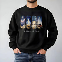 Watercolor Nativity Scene Sweater, A Savior Is Born Nativity Sweatshirt, Christian Christmas Crewneck Pullover, Faith Holiday Present