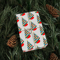 Festive Ornaments Holiday Gift Wrap, Illustrated Christmas Tree Wrapping Paper, Winter Botanical Wrapping Paper, Classic Xmas Present Paper