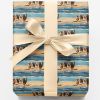 Running Doodle Beach Wrapping Paper, Seaside Goldendoodle Gift Wrap, Coastal Dog Present Paper, Adorable Birthday Christmas Gift Wrapping Paper