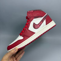 High Top Sneakers, Red Colorway, Cracked Pattern, Lace Up Design, Casual Gift for Sneaker Fans