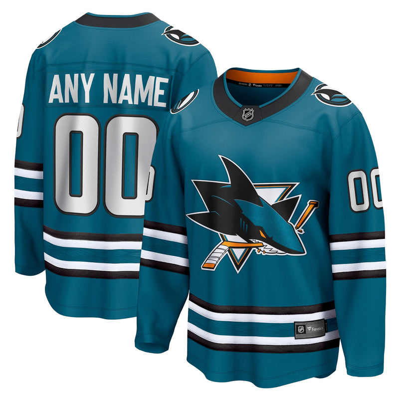 San Jose Sharks Teal Home Breakaway Custom Jersey