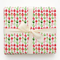 Red and Green Christmas Gift Wrap, Watercolor Gem Teardrop Wrapping Paper, Retro Holiday Teardrop Wrapping Paper, Festive Gift Wrap Roll