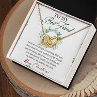 CZ Crystal Two Heart Pendant, Best Friend Christmas Interlocking Hearts Necklace, Friendship Linked Heart Necklace, Holiday Present for Women
