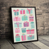 Festive Present Wall Art, Colorful Gift Boxes Canvas Art, Holiday Present Canvas Print, Colorful Gift Box Canvas, Christmas Home Decor Present