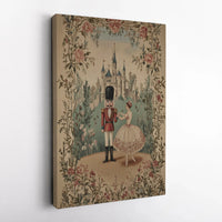 Ballerina Castle Canvas Print, Nutcracker Ballet Canvas Art, Vintage Holiday Canvas Wall Decor, Christmas Dancer Present Canvas