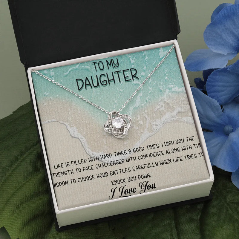 Love Knot Pendant Necklace, To My Daughter Necklace, Sentimental Daughter Necklace from Dad, Birthday Christmas Keepsake Present for Daughter