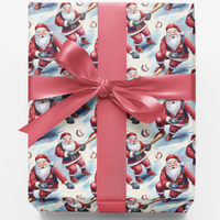 Vintage Sports Christmas Gift Wrap, Baseball Santa Wrapping Paper, Retro Baseball Holiday Paper, Baseball Lover Holiday Gift Wrap