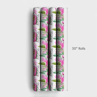 Pink Sleigh Dog Gift Wrap, Dachshund Christmas Wrapping Paper, Watercolor Weiner Dog Wrapping Paper, Festive Puppy Holiday Gift Wrap Roll
