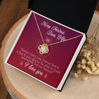 18k Gold Stainless Steel Love Knot Pendant, Christmas Love Knot Necklace for Wife, Message Card Holiday Necklace, Romantic Present for Her