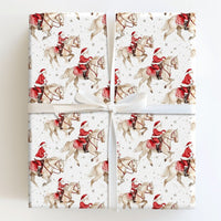 Equestrian Christmas Gift Wrap, Santa Riding Horse Wrapping Paper, Watercolor Horse Lover Holiday Paper, Festive Xmas Gift Wrap Roll