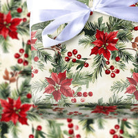 Holly Berry Christmas Wrapping Paper, Watercolor Poinsettia Wrapping Paper, Pine Botanical Gift Wrap, Vintage Holiday Floral Wrapping Paper