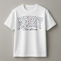 Varsity Letter Tree T-Shirt, Merry Christmas T-Shirt, Vintage Christmas Graphic Tee, Festive Holiday Season Shirt, Christmas Present for Women