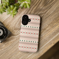 Ugly Sweater Pattern Phone Cover, Christmas Reindeer iPhone Case, Dual Layer Polycarbonate TPU Tough Phone Case, Festive Holiday Xmas Present