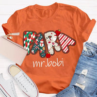 Custom Name Holiday Graphic T-Shirt, Personalized Christmas Apples Shirt, Adorable Xmas Teacher Fruit Tee, Festive Christmas Apple Shirt