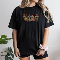 Santa Hat Doodle Dog Holiday Graphic Tee, Goldendoodle Christmas T-Shirt, Adorable Festive Puppy Mom Shirt, Winter Xmas Party Pet Lover Present