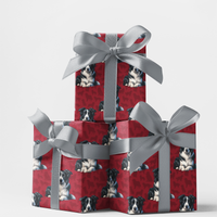Adorable Dog Breed Gift Wrap Roll, Red Christmas Border Collie Wrapping Paper, Holiday Collie Wrapping Paper, Dog Lover Xmas Gift Wrapping Paper