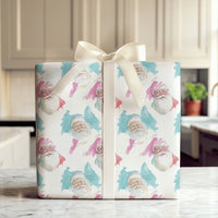 Pink and Teal Christmas Wrapping Paper, Watercolor Santa Wrapping Paper, Modern Santa Holiday Wrapping Paper Roll, Festive Present Gift Wrap