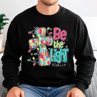 Matthew 5:14 Scripture Crewneck, Be the Light Christmas Cross Sweatshirt, Religious Holiday Faith Pullover, Christian Christmas Present