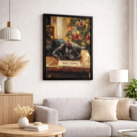 Dear Santa Letter Cat Canvas, Sleeping Cat Christmas Canvas Wall Art, Adorable Festive Kitten Canvas Print, Comfy Holiday Decor, Cat Lover Present
