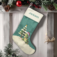Sea Turtle Santa Holiday Stocking, Adorable Turtle Christmas Stocking, Personalized Christmas Stocking, Adorable Animal Fireplace Decor Xmas Present