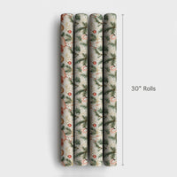Coastal Holiday Gift Wrap, Pink Flamingo Christmas Wrapping Paper, Tropical Flamingo Wrapping Paper, Pine Branch Christmas Gift Wrap Roll
