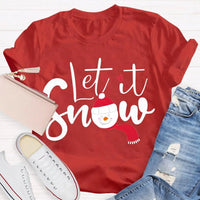 Festive Winter Holiday T-Shirt, Let It Snow Christmas Shirt, Adorable Snowflake Graphic Tee, Merry Xmas Apparel, Seasonal Present Shirt